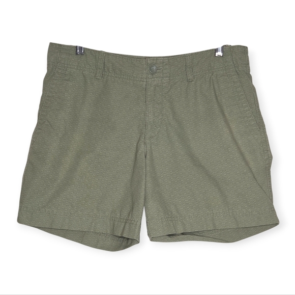 Eddie Bauer Green Diamond Print Cotton Chino Shorts Women's Size 8 - Picture 1 of 11
